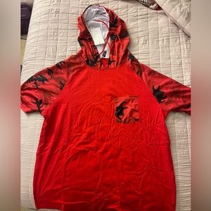 Red short sleeve with hood
